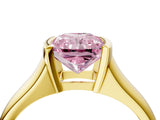 Yellow gold Fancy Pink Radiant Cut Solitaire Tension Set Diamond Ring with Split Shank Band_4