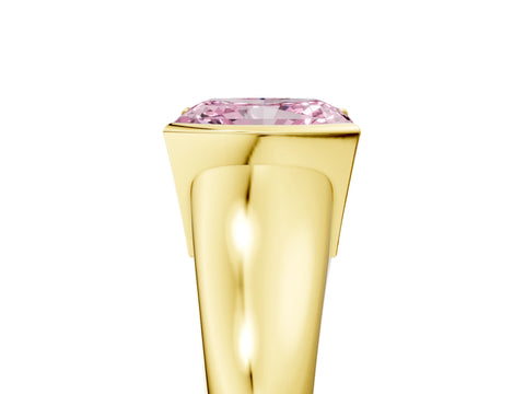 Yellow gold Fancy Pink Radiant Cut Solitaire Tension Set Diamond Ring with Split Shank Band_5