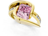 Yellow gold Fancy Pink Radiant Cut Solitaire Tension-Set Diamond Split Shank Ring_1