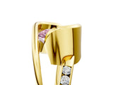 Yellow gold Fancy Pink Radiant Cut Solitaire Tension-Set Diamond Split Shank Ring_5