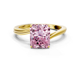 Yellow gold Fancy Pink Radiant  Cut Solitaire Twist Band Ring with Four-Prong Setting_20