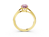 Yellow gold Fancy Pink Radiant  Cut Solitaire Twist Band Ring with Four-Prong Setting_23