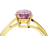 Yellow gold Fancy Pink Radiant  Cut Solitaire Twist Band Ring with Four-Prong Setting_24