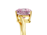 Yellow gold Fancy Pink Radiant  Cut Solitaire Twist Band Ring with Four-Prong Setting_25
