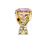 Yellow gold Fancy Pink Radiant Cut Solitaire Twist Pave Diamond Engagement Ring with Prong Setting_29