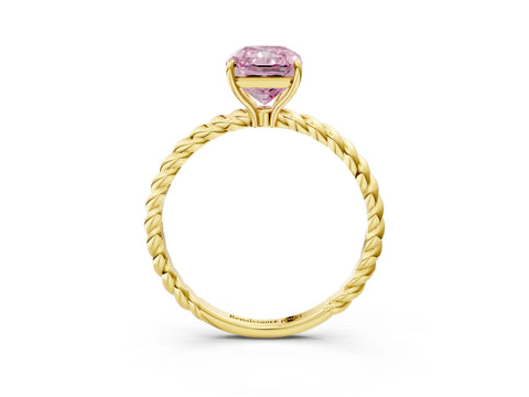 Yellow gold Fancy Pink Radiant Cut Solitaire Twisted Band 4-Prong Ring_3