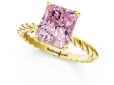 Yellow gold Fancy Pink Radiant  Cut Solitaire Twisted Band with Four-Prong Setting_88