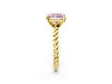 Yellow gold Fancy Pink Radiant  Cut Solitaire Twisted Band with Four-Prong Setting_89