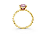 Yellow gold Fancy Pink Radiant  Cut Solitaire Twisted Band with Four-Prong Setting_90