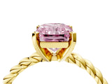 Yellow gold Fancy Pink Radiant  Cut Solitaire Twisted Band with Four-Prong Setting_91
