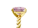 Yellow gold Fancy Pink Radiant  Cut Solitaire Twisted Band with Four-Prong Setting_92