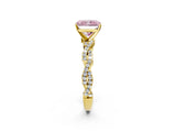 Yellow gold Fancy Pink Radiant Cut Solitaire Twisted Pave Band with Four-Prong Setting_17