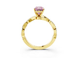 Yellow gold Fancy Pink Radiant Cut Solitaire Twisted Pave Band with Four-Prong Setting_18