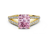 Yellow gold Fancy Pink Radiant  Cut Split Shank Pave Diamond Engagement Ring with Four-Prong Setting_24
