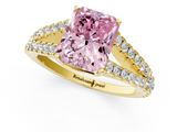 Yellow gold Fancy Pink Radiant  Cut Split Shank Pave Diamond Engagement Ring with Four-Prong Setting_25