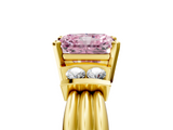 Yellow gold Fancy Pink Radiant  Cut Three-Stone Channel Set Ring with Bar Prongs_64