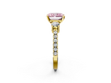 Yellow gold Fancy Pink Radiant  Cut Three-Stone Diamond Pavé Band with Prong Setting_19