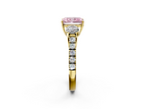 Yellow gold Fancy Pink Radiant  Cut Three-Stone Diamond Pave Band with Prong Setting_39