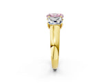 Yellow gold Fancy Pink Radiant Cut Three-Stone Diamond Ring with Prong Setting on a Classic Band_14