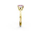 Yellow gold Fancy Pink Radiant  Cut Three-Stone Solitaire Ring with Round Accent Diamonds and Four-Prong Setting_22
