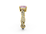 Yellow gold Fancy Pink Radiant  Cut Twisted Pavé Band Solitaire Ring with Four-Prong Setting_57