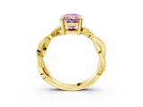 Yellow gold Fancy Pink Radiant  Cut Twisted Pavé Band Solitaire Ring with Four-Prong Setting_58