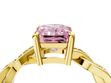 Yellow gold Fancy Pink Radiant  Cut Twisted Pavé Band Solitaire Ring with Four-Prong Setting_59