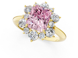 Yellow gold Fancy Pink Radiant  Diamond Cluster Halo Ring with Solitaire Band and Four-Prong Setting_21