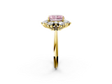 Yellow gold Fancy Pink Radiant  Diamond Cluster Halo Ring with Solitaire Band and Four-Prong Setting_22