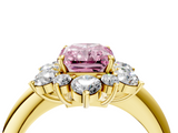 Yellow gold Fancy Pink Radiant  Diamond Cluster Halo Ring with Solitaire Band and Four-Prong Setting_24