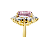 Yellow gold Fancy Pink Radiant  Diamond Cluster Halo Ring with Solitaire Band and Four-Prong Setting_25