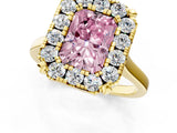 Yellow gold Fancy Pink Radiant  Diamond Cluster Halo Solitaire with Four-Prong Setting_78