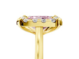 Yellow gold Fancy Pink Radiant  Diamond Cluster Halo Solitaire with Four-Prong Setting_82