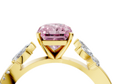 Yellow gold Fancy Pink Radiant  Diamond Floral Vine Solitaire Engagement Ring_7