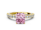 Yellow gold Fancy Pink Radiant  Diamond Pavé Band Solitaire Ring with Four-Prong Setting_45