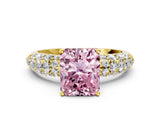 Yellow gold Fancy Pink Radiant  Diamond Pavé Band Solitaire Ring with Four-Prong Setting_46