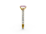 Yellow gold Fancy Pink Radiant  Diamond Pavé Band Solitaire Ring with Four-Prong Setting_47