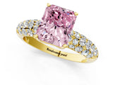 Yellow gold Fancy Pink Radiant  Diamond Pavé Band Solitaire Ring with Four-Prong Setting_47