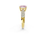 Yellow gold Fancy Pink Radiant  Diamond Pavé Band Solitaire Ring with Four-Prong Setting_48