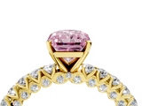 Yellow gold Fancy Pink Radiant  Diamond Pavé Band Solitaire Ring with Four-Prong Setting_49
