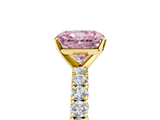 Yellow gold Fancy Pink Radiant  Diamond Pavé Band Solitaire Ring with Four-Prong Setting_50