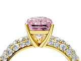 Yellow gold Fancy Pink Radiant  Diamond Pavé Band Solitaire Ring with Four-Prong Setting_50
