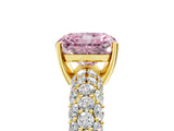 Yellow gold Fancy Pink Radiant  Diamond Pavé Band Solitaire Ring with Four-Prong Setting_51