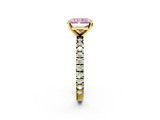 Yellow gold Fancy Pink Radiant  Diamond Pavé Band Solitaire with Four-Prong Setting_115
