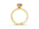 Yellow gold Fancy Pink Radiant  Diamond Pavé Band Solitaire with Four-Prong Setting_116