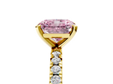 Yellow gold Fancy Pink Radiant  Diamond Pavé Band Solitaire with Four-Prong Setting_118