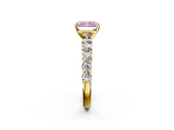Yellow gold Fancy Pink Radiant  Diamond Pavé Band Solitaire with Four-Prong Setting_5