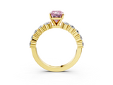 Yellow gold Fancy Pink Radiant  Diamond Pavé Band Solitaire with Four-Prong Setting_6