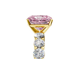 Yellow gold Fancy Pink Radiant  Diamond Pavé Band Solitaire with Four-Prong Setting_8
