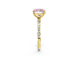 Yellow gold Fancy Pink Radiant  Diamond Pavé Band with Six-Prong Setting_33